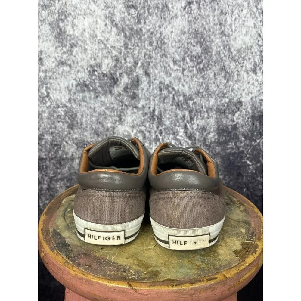 Tommy Hilfiger Brown‎ Gray Red Blue Logo Lace Up Sneaker Shoes Mens Size 10.5